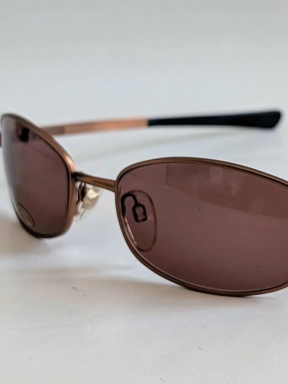 NWT Vintage 90's Rectangle Metal Designer Sport Sunglasses (M. Brown)